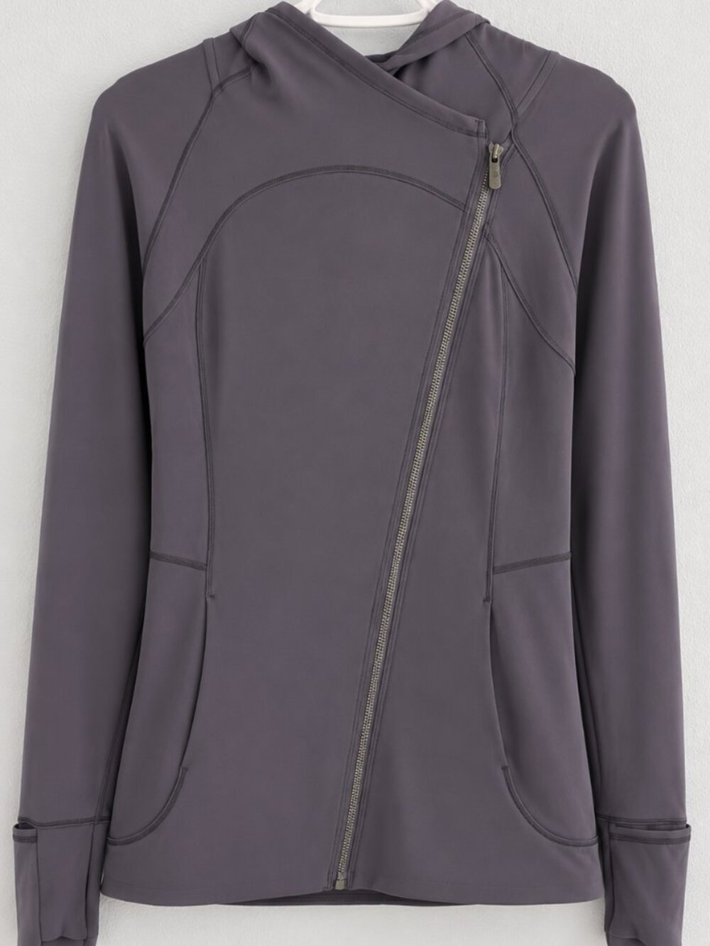 Lululemon Gray Asymmetrical Zip Hooded Jacket Size 6
